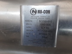 Nu-Con Model SC250-010 Screw Conveyor, sn: 1052-005, mfg. 2008 - 2