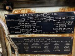 Diesel Engine – Mirrlees Blackstone England, 5,593 KW - 5